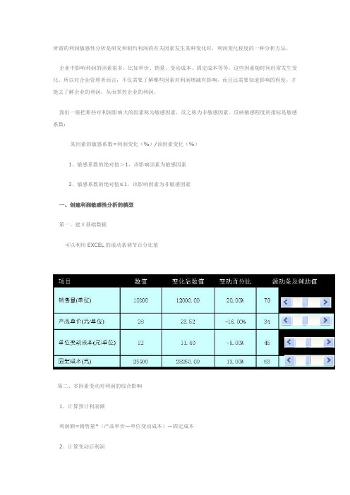 利用EXCEL建立利润敏感性分析模型