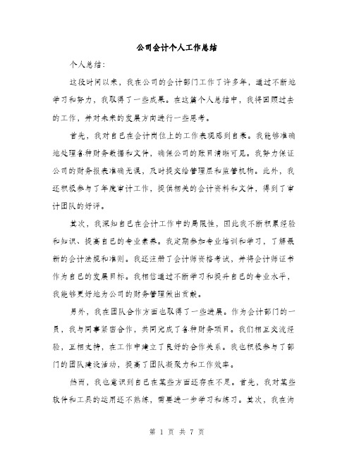 公司会计个人工作总结（三篇）