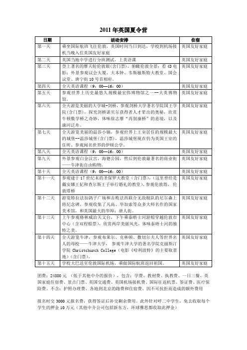 2011年英国夏令营