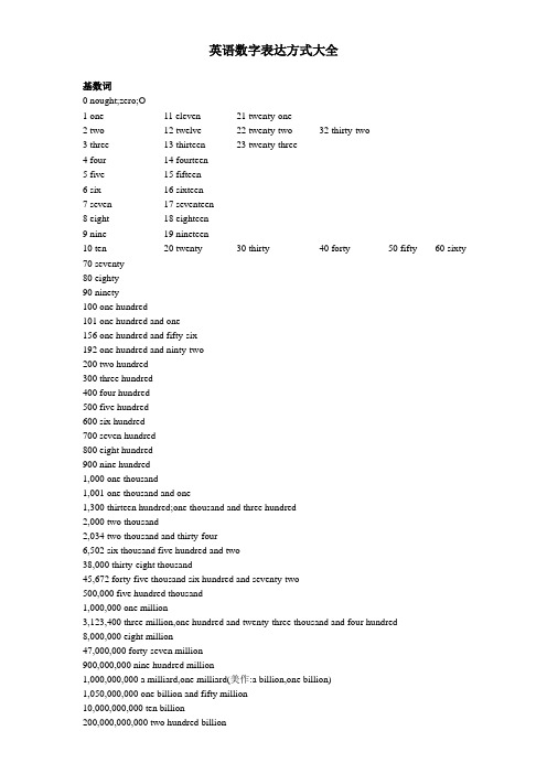 英语数字表达方式大全