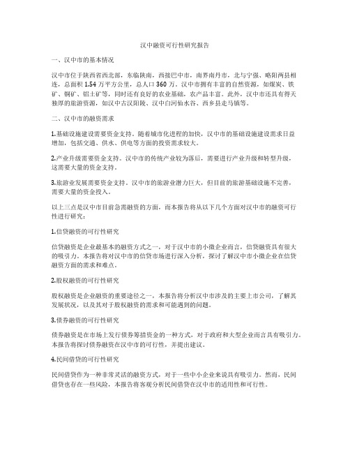 汉中融资可行性研究报告