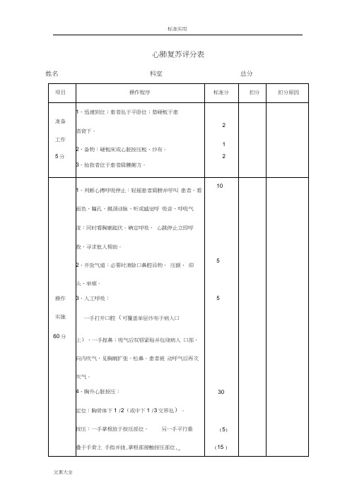 临床三基技能操作考核评分实用标准