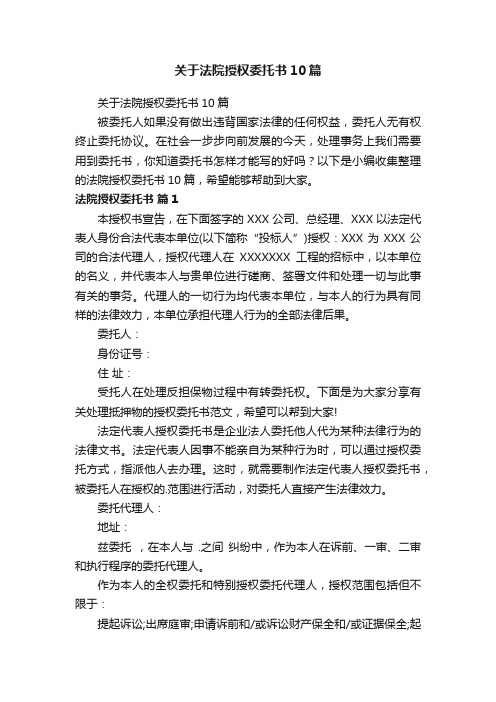 关于法院授权委托书10篇