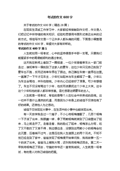 关于考试的作文600字（精选28篇）