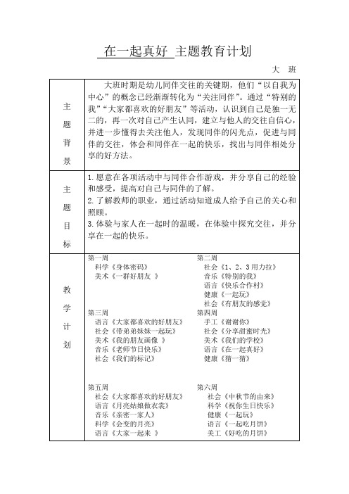 在一起真好+主题教育计划