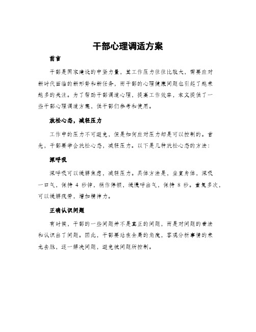 干部心理调适方案