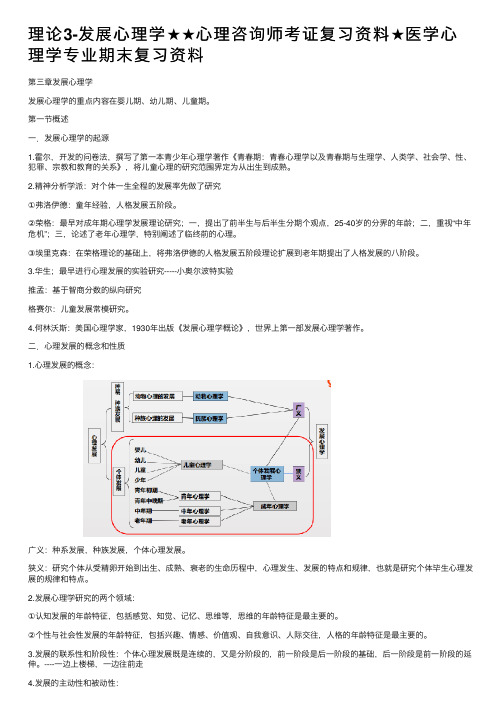 理论3-发展心理学★★心理咨询师考证复习资料★医学心理学专业期末复习资料