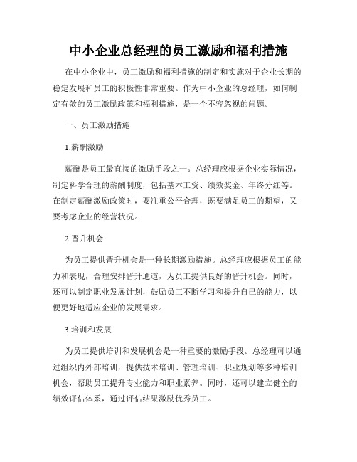 中小企业总经理的员工激励和福利措施