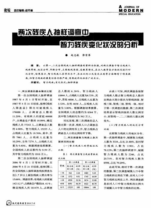 两次残疾人抽样调查中智力残疾变化状况的分析