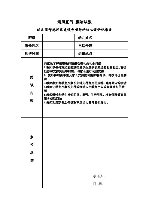 幼儿园师德师风建设专项行动谈心谈话记录表