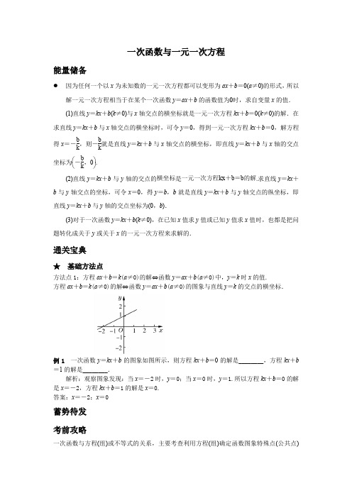 知识卡片-一次函数与一元一次方程