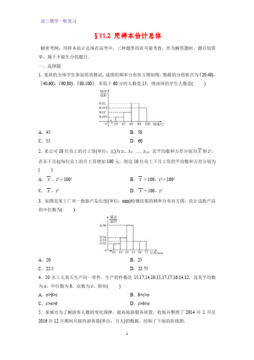 高三数学一轮复习课时作业12:§11.2 用样本估计总体
