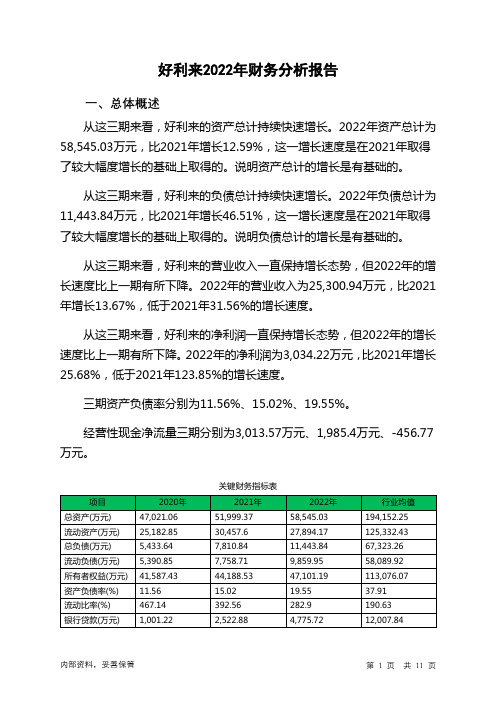 002729好利来2022年财务分析报告-银行版