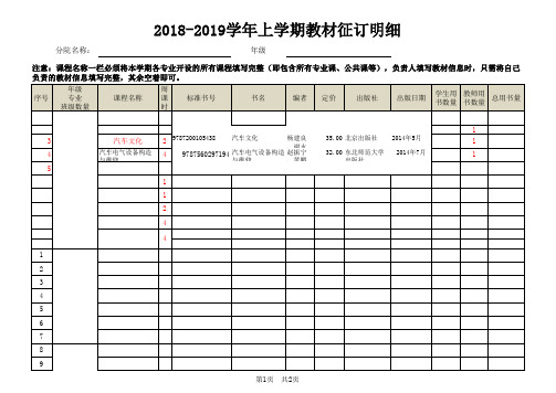 【模板】 教材征订明细  2018-2019学年上学期 - 副本