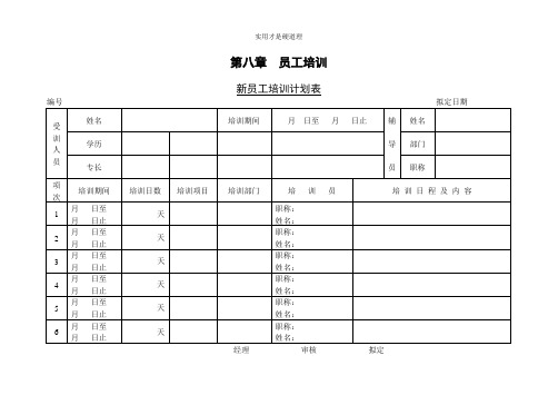 【酒店行业】第一节 新员工培训计划表.doc