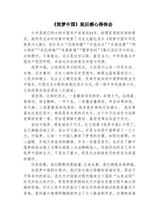 筑梦中国观后感心得体会