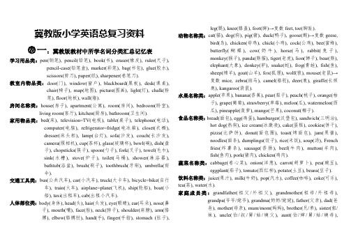 2019年冀教版六年级英语总复习资料[整理版]10页word文档