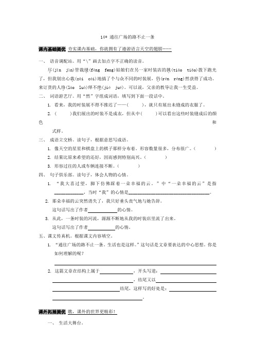最新人教版五年级语文上册《 通往广场的路不止一条 》精品练习28