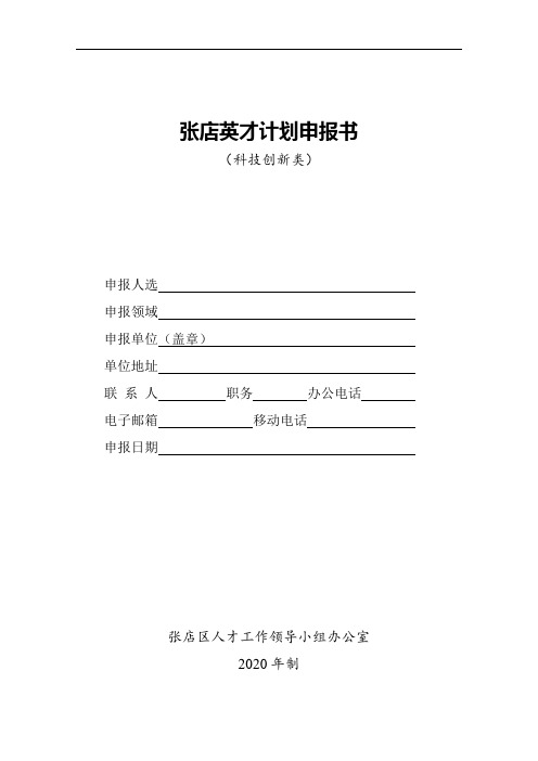 张店英才计划申报书