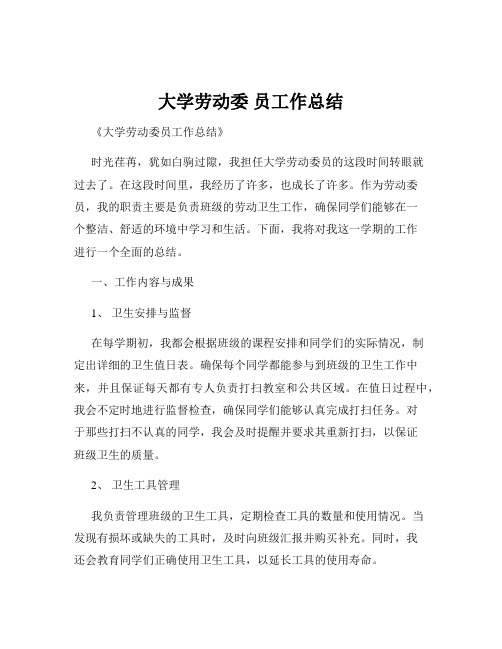 大学劳动委 员工作总结