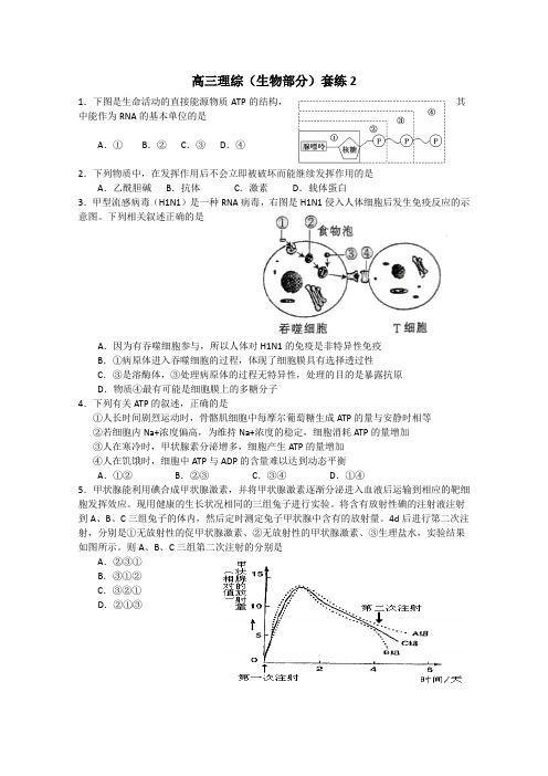 河北省邢台市第二中学2015届高三理综生物套练2