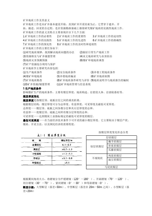 矿井地质学考试重点(含考试题)