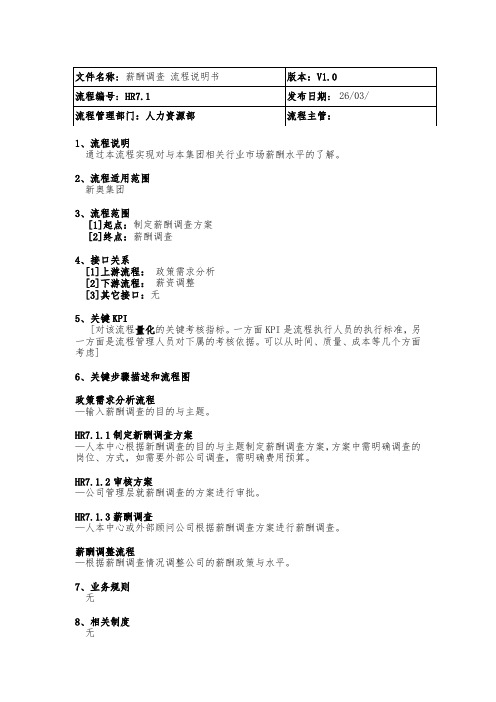 IBM新奥燃气控股集团薪酬调查流程说明书