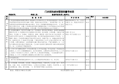 院感考核表(门 诊)