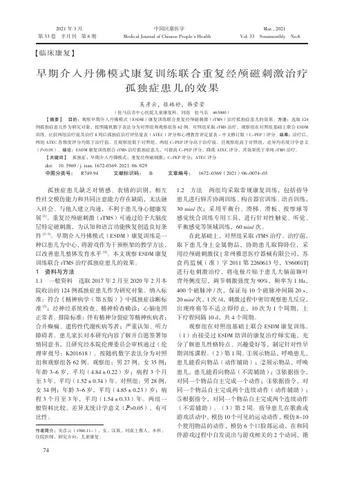 早期介入丹佛模式康复训练联合重复经颅磁刺激治疗孤独症患儿的效果