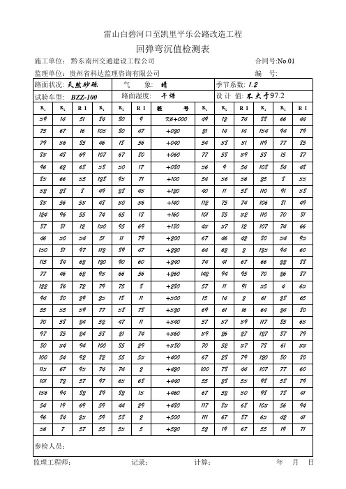 弯沉值表
