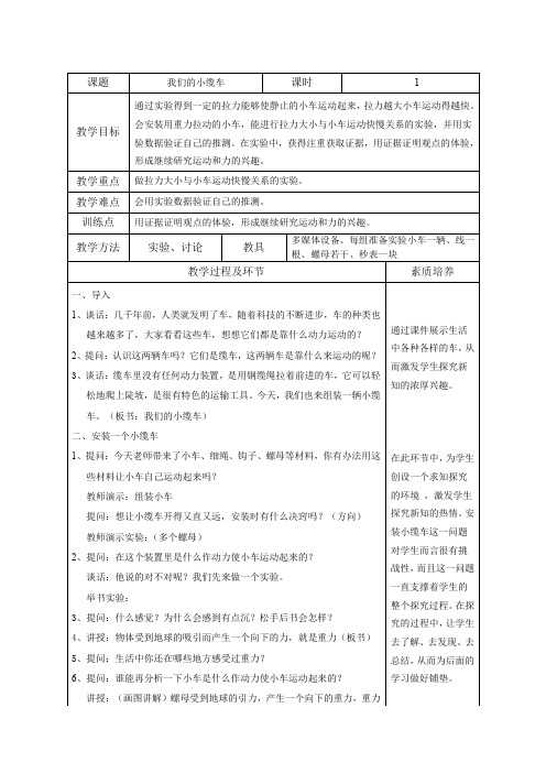 五年级上册科学教案 -4.1 我们的小缆车｜教科版(5)