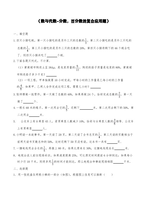 苏教版六年级数学下册试题 一课一练《数与代数-分数,百分数的复合应用题》 【含答案】