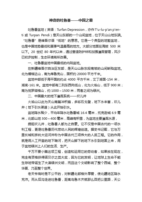 神奇的吐鲁番——中国之最