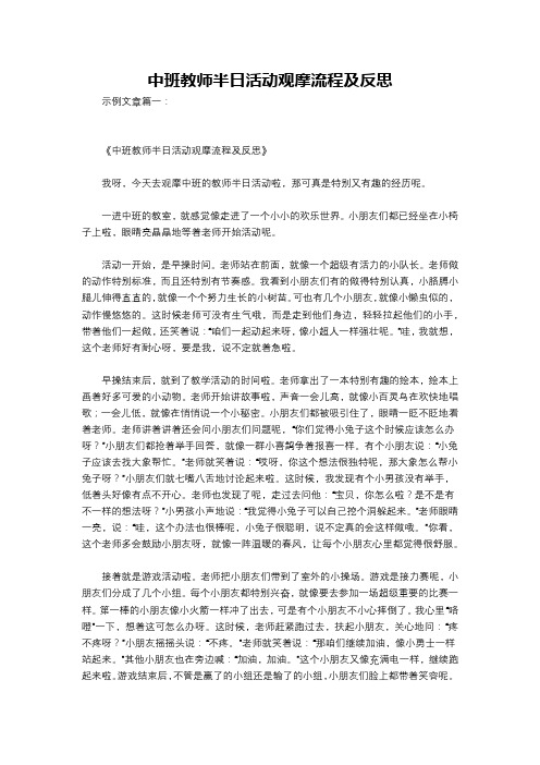 中班教师半日活动观摩流程及反思