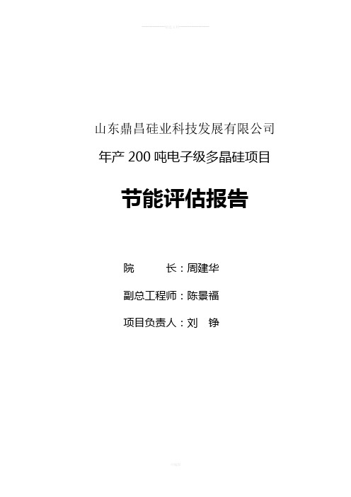 年产200吨电子级多晶硅项目可行性研究报告