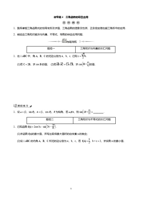 微专题4三角函数的综合应用(教学案)