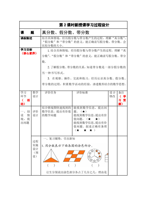 真分数、假分数、带分数   教学设计