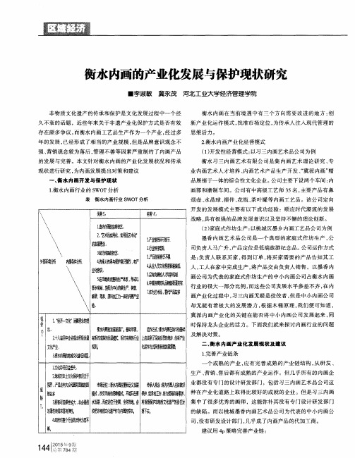 衡水内画的产业化发展与保护现状研究