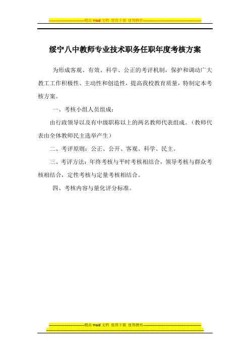 绥宁八中教师专业技术职务任职年度考核方案