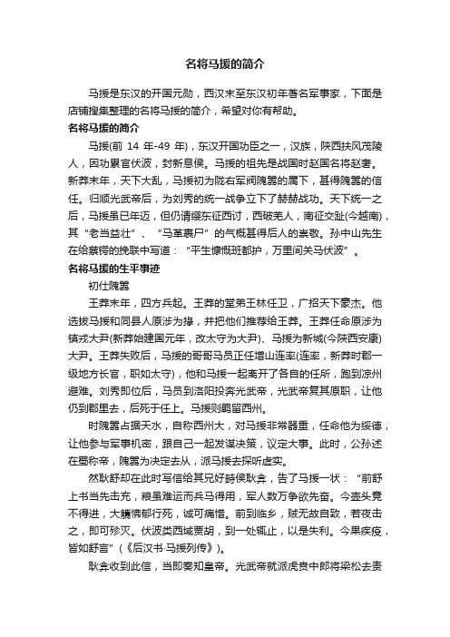 名将马援的简介