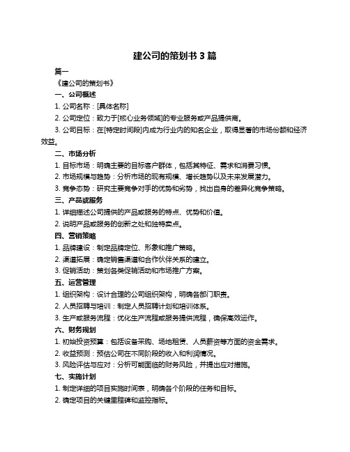 建公司的策划书3篇