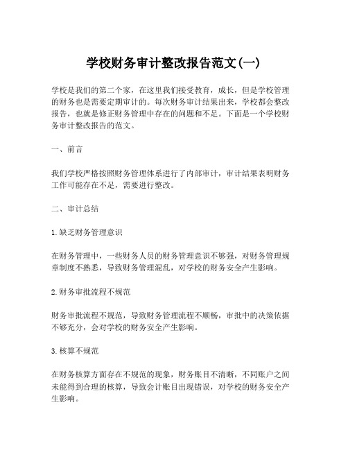 学校财务审计整改报告范文(一)