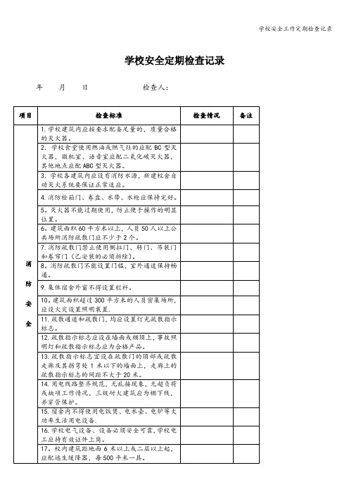 学校安全工作定期检查记录