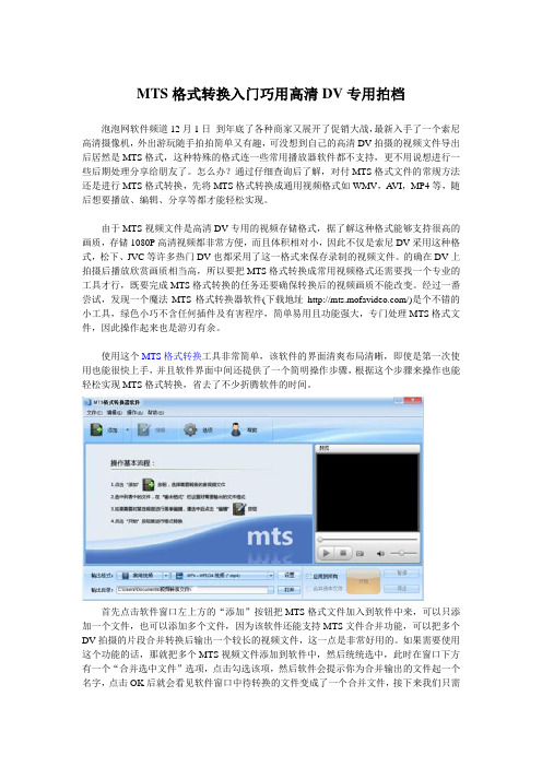 MTS格式转换入门巧用高清DV专用拍档