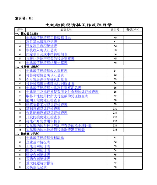 土地增值税清算工作底稿(空模板)