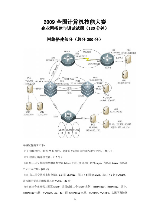 2009全国计算机技能大赛0616(2012年国赛模拟试题一)