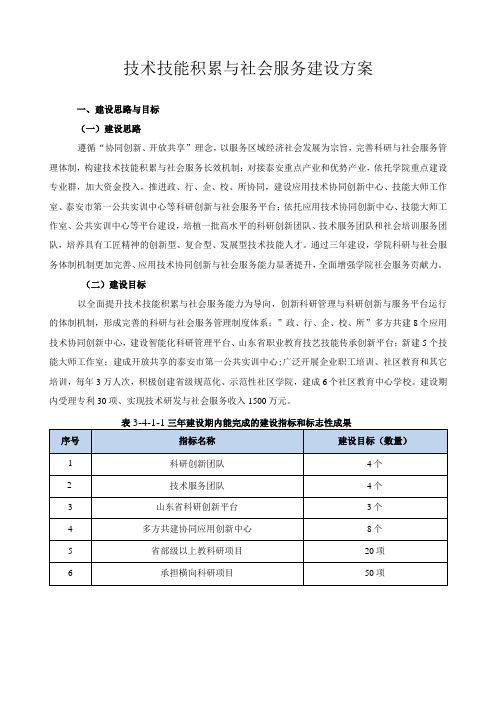 技术技能积累与社会服务建设方案