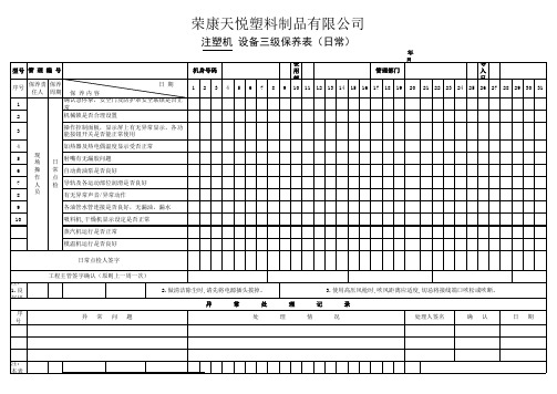 注塑机三级保养表单