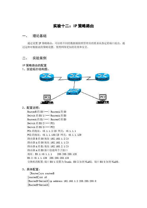 实验十二：IP策略路由