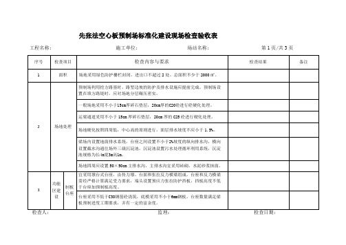 空心板预制标准化建设现场检查验收表